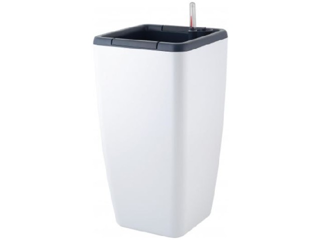 Горшок с автополивом InGreen Munchen 20л с внутренней вставкой 8л, квадратный, белоснежный жасмин